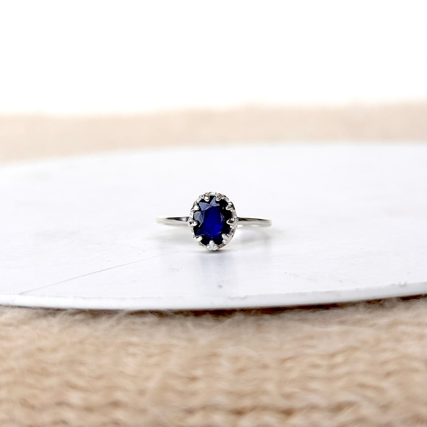Natural Blue Sapphire 925 Pure Silver Ring (Certified)