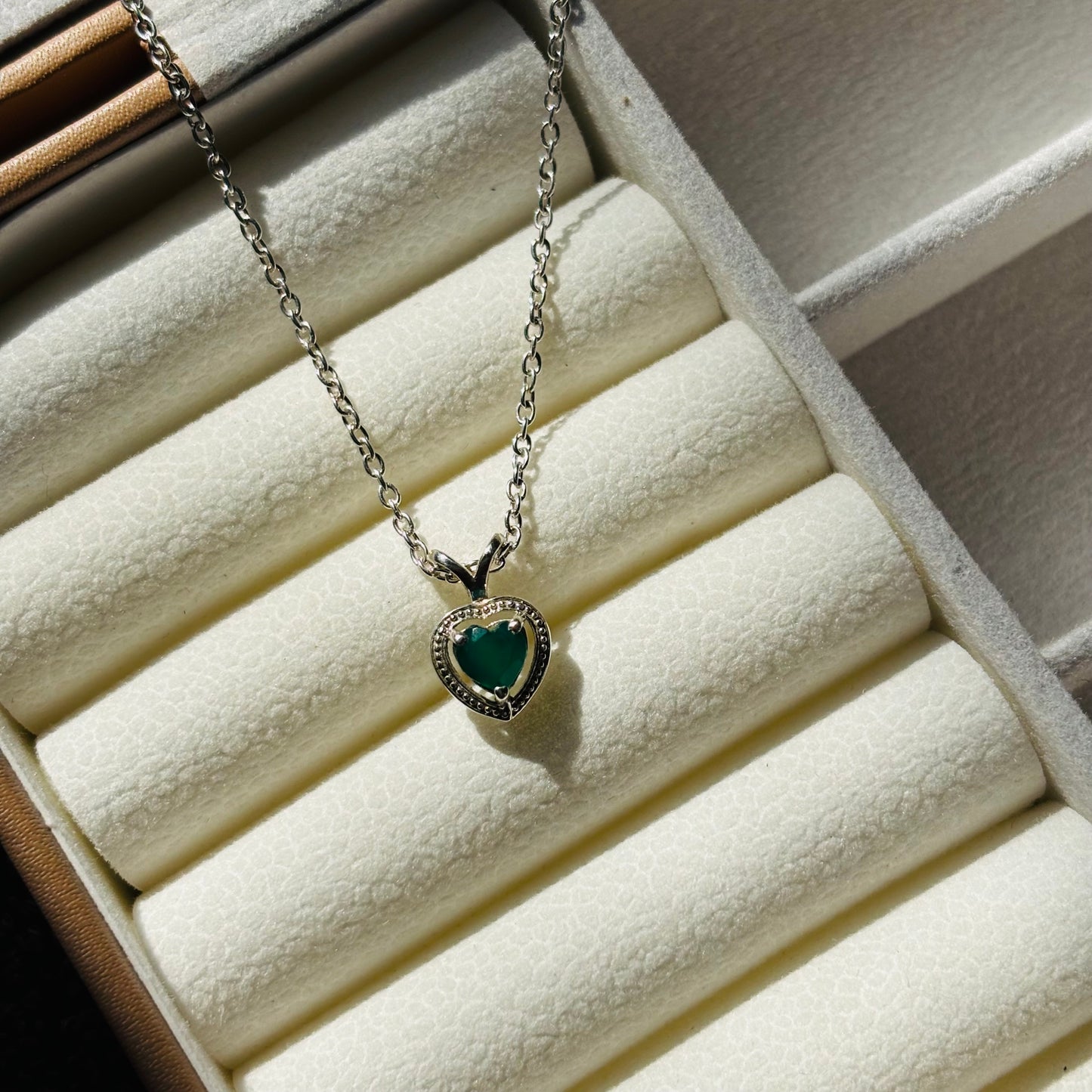 Natural Green Onyx 925 Pure Silver Pendant (Certified)