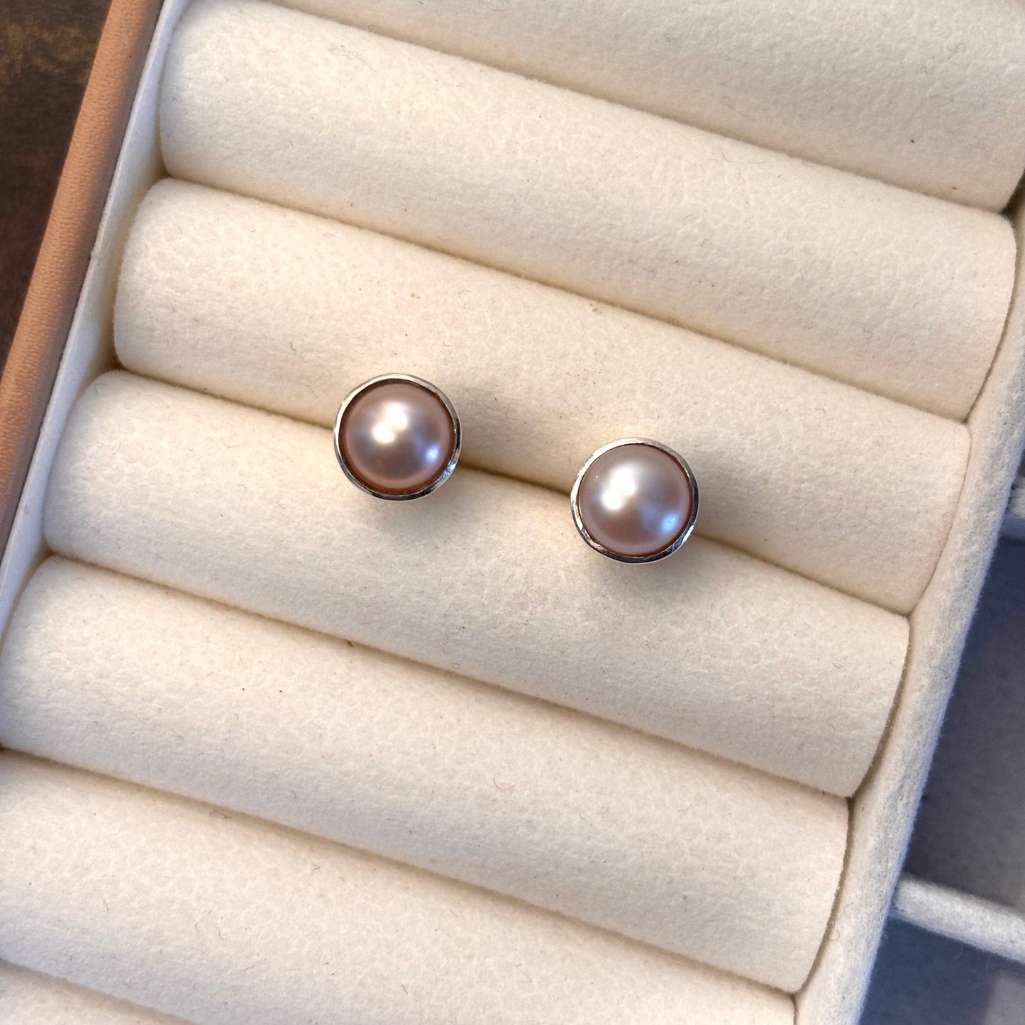 Natural Pearl 925 Pure Silver Studs (Certified)
