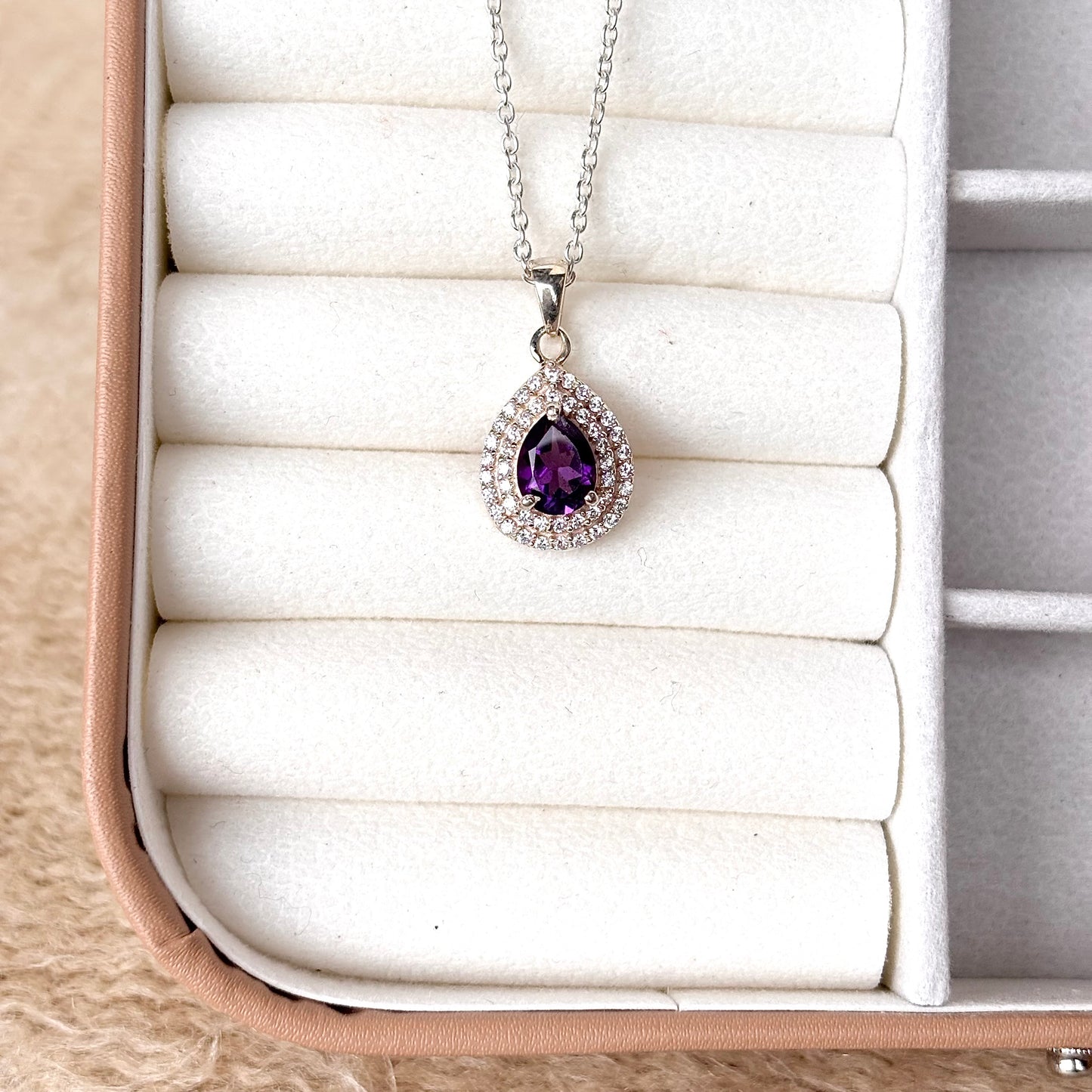 Natural Amethyst 925 Pure Silver Pendant (Certified)