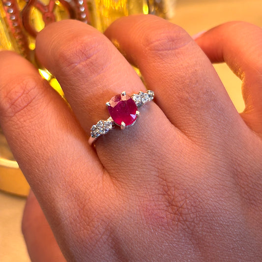 Natural Ruby 925 Pure Silver Ring (Certified)