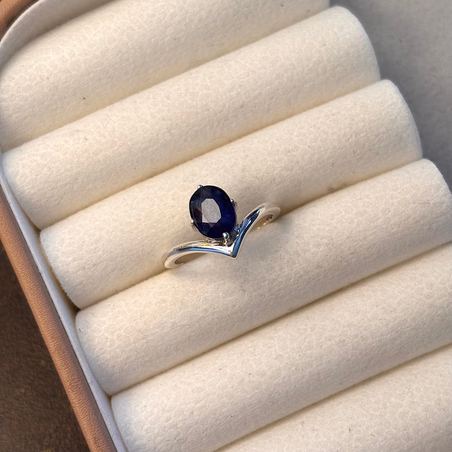 Natural Blue Sapphire 925 Pure Silver Ring (Certified)