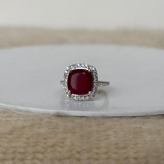 Natural Ruby Quartz 925 Pure Silver Ring