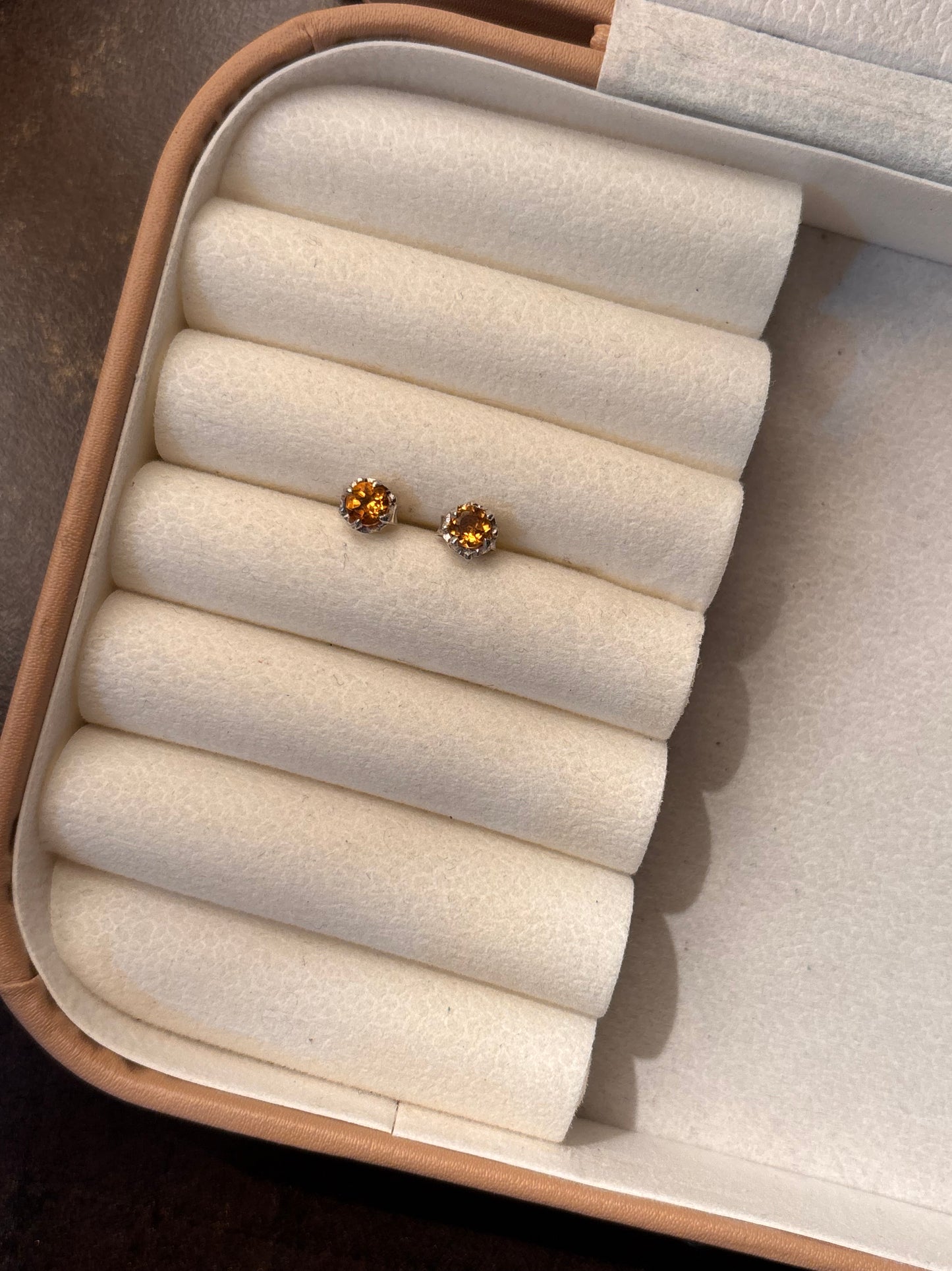 Natural Citrine 925 Pure Silver Studs (Certified)