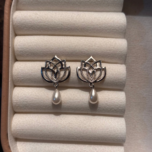Natural Pearl 925 Pure Silver Earring (Certified)