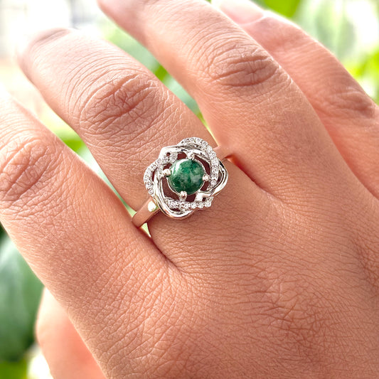 Natural Aventurine 925 Pure Silver Ring (Certified)
