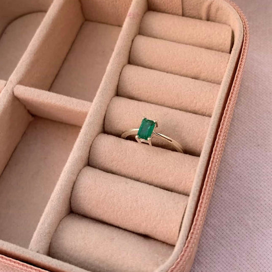 925 Silver Natural Emerald Ring