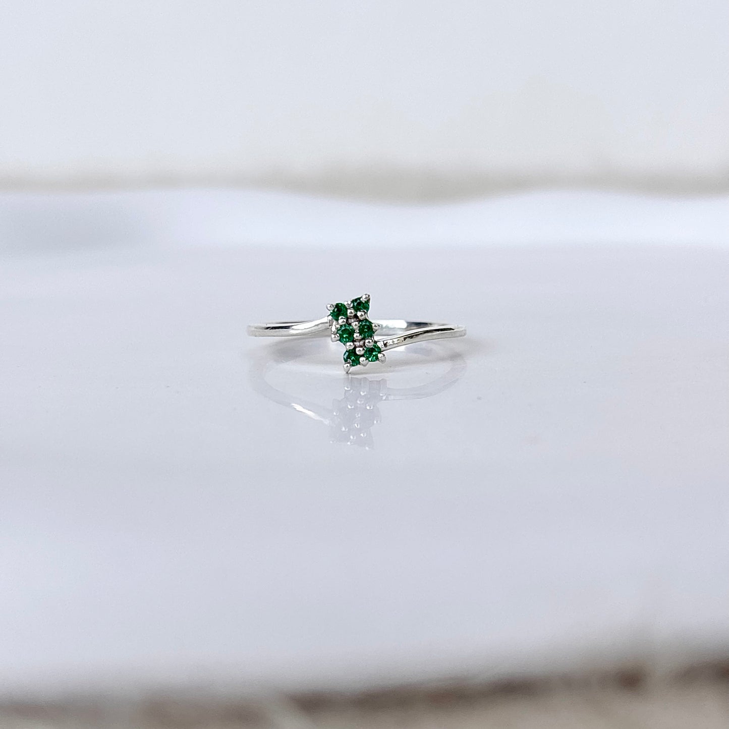 925 Pure Silver Green Zircon Ring