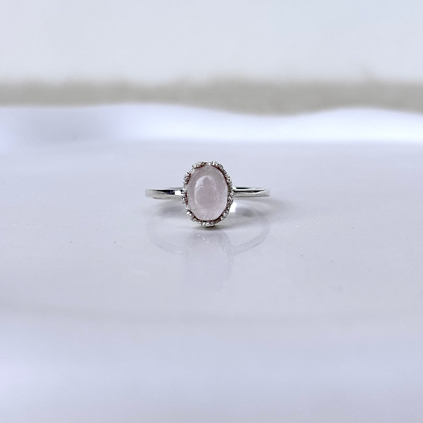 Natural Rose Quartz 925 Pure Silver Ring (Certified)
