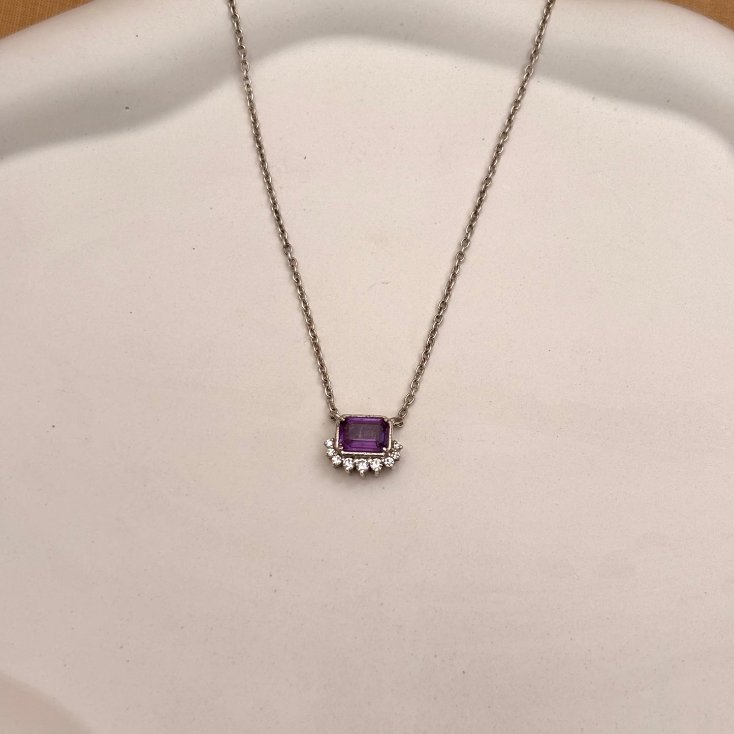 Natural Amethyst 925 Pure Silver Pendant (Certified)