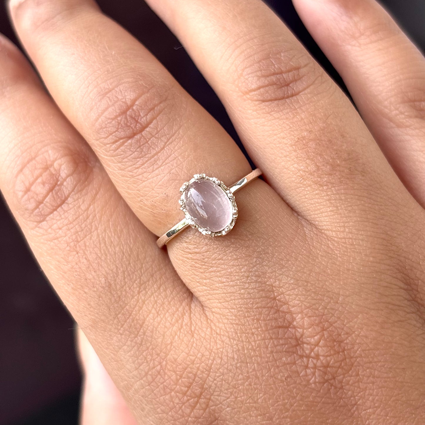 Natural Rose Quartz 925 Pure Silver Ring (Certified)