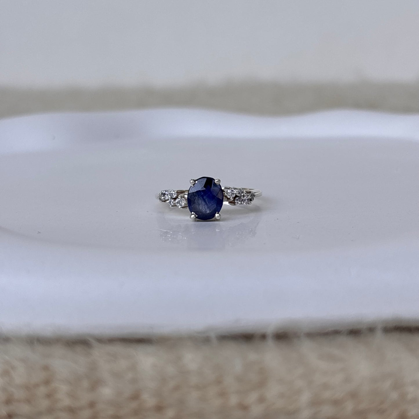 Natural Blue Sapphire 925 Pure Silver Ring (Certified)