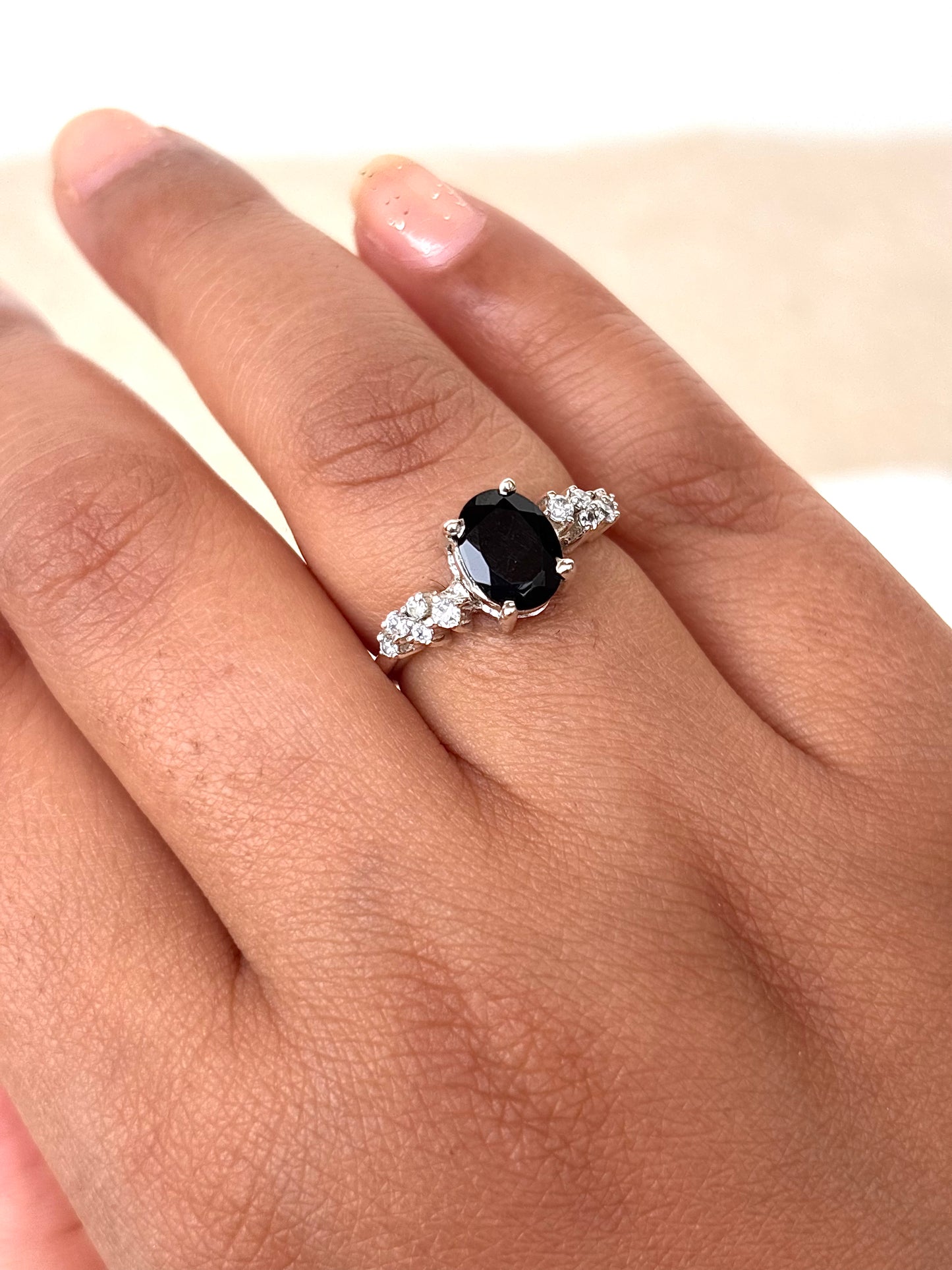 Natural Black Onyx 925 Pure Silver Ring (Certified)