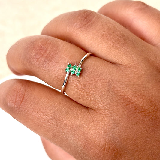 925 Pure Silver Green Zircon Ring