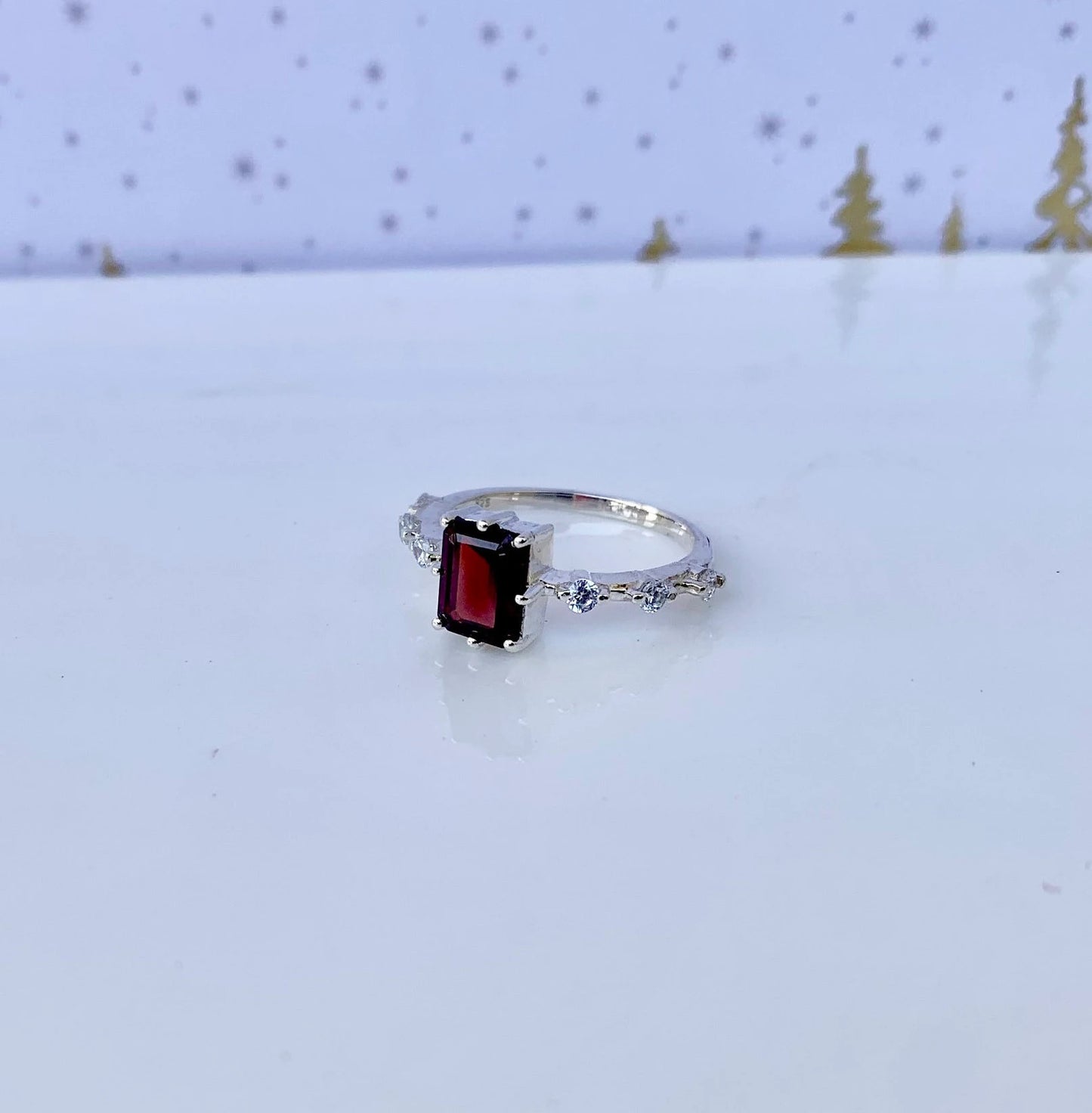 925 Pure Silver Natural Garnet Ring - Certified