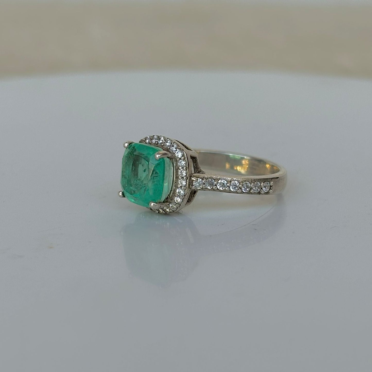 925 Pure Silver Ethiopian Natural Emerald Ring