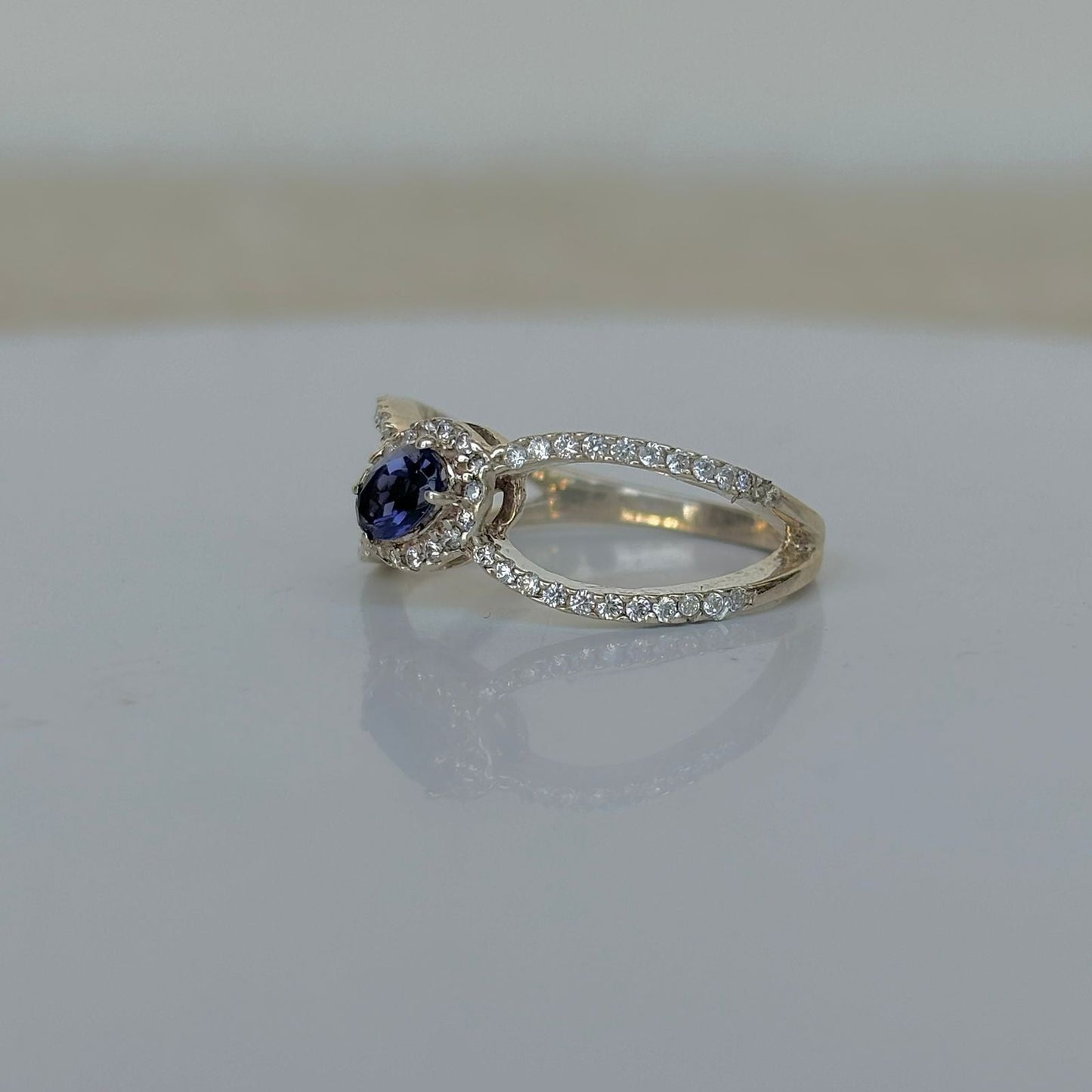 925 Pure Silver Oval Cut Natural Blue Iolite Promise Ring