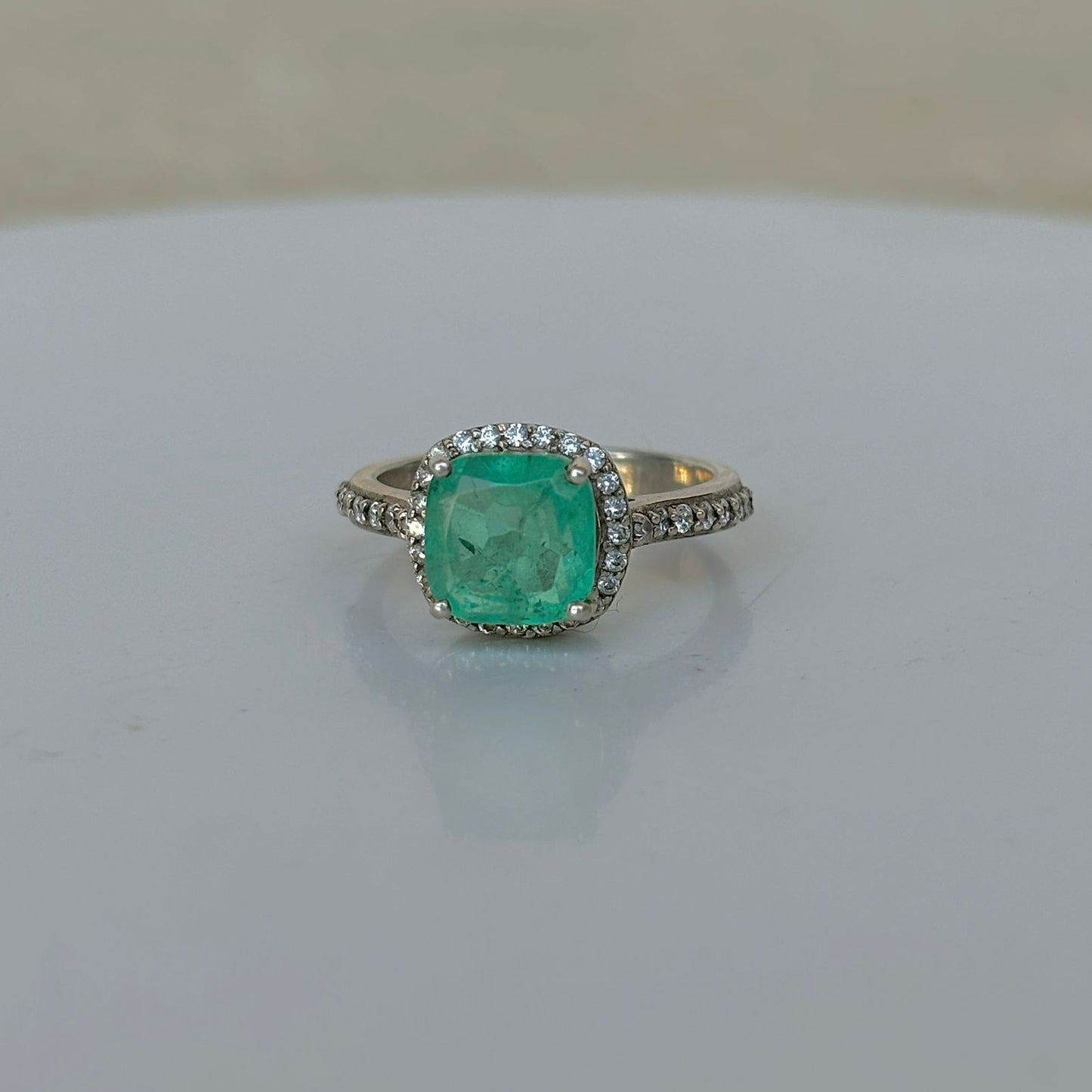 925 Pure Silver Ethiopian Natural Emerald Ring