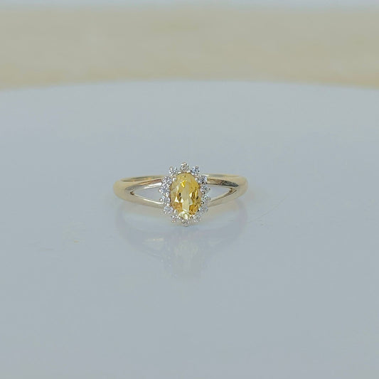 Natural Citrine 925 Pure Silver Oval Cut November Birthstone Ring