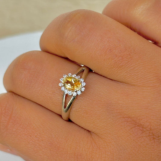 Natural Citrine 925 Pure Silver Oval Cut Ring (Certified)