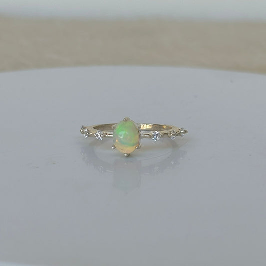 925 Pure Silver Oval Shape Natural Ethiopian Opal Ring