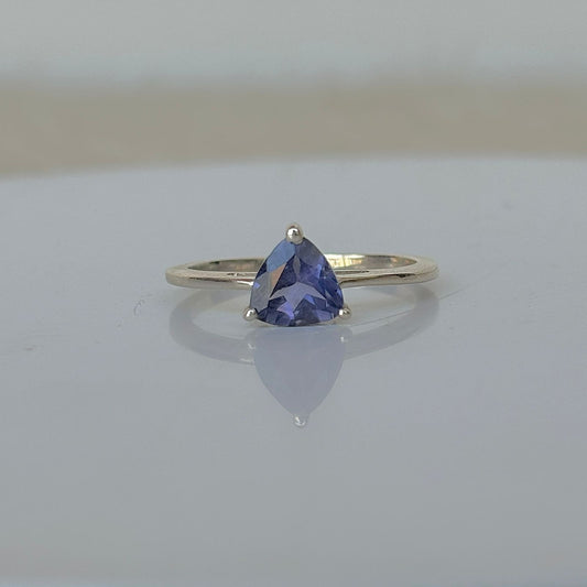 925 Pure Silver Trillion Shape Iolite Solitaire Ring