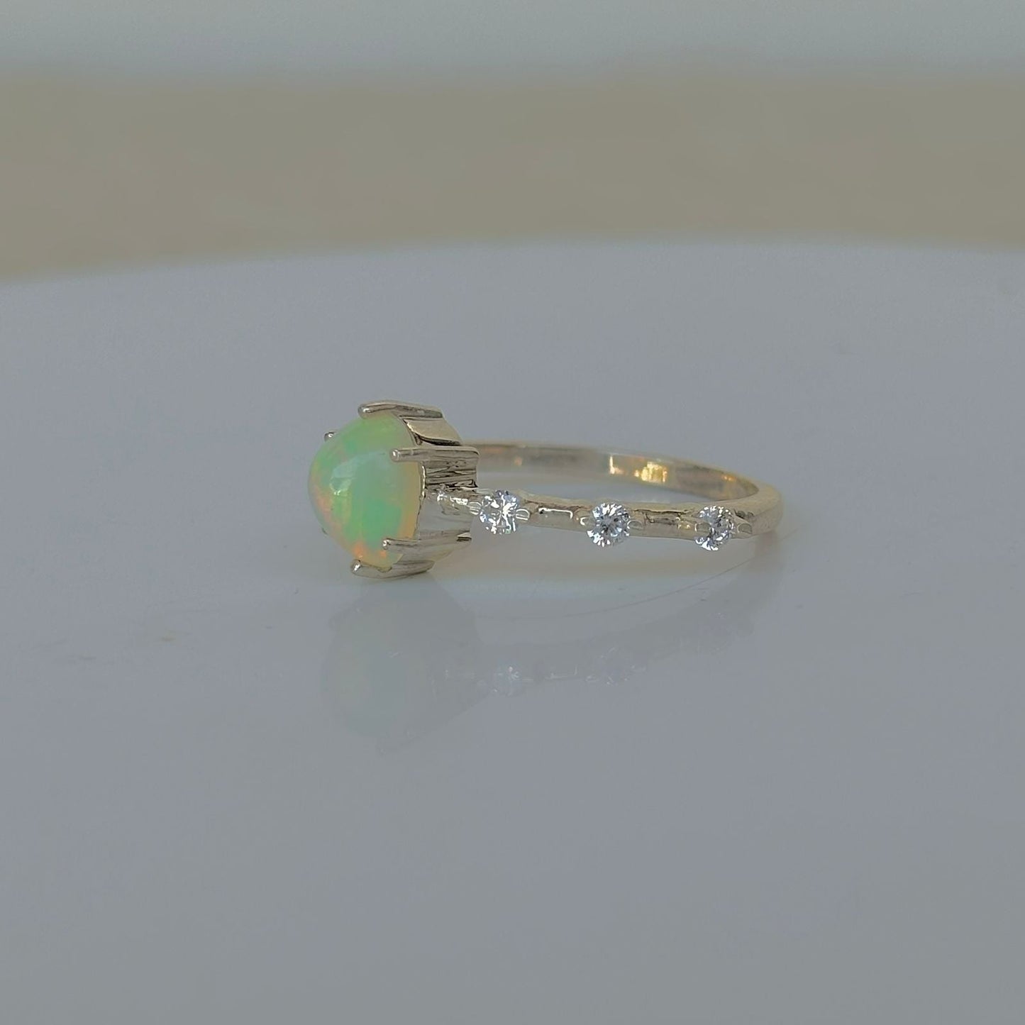 925 Pure Silver Oval Shape Natural Ethiopian Opal Ring