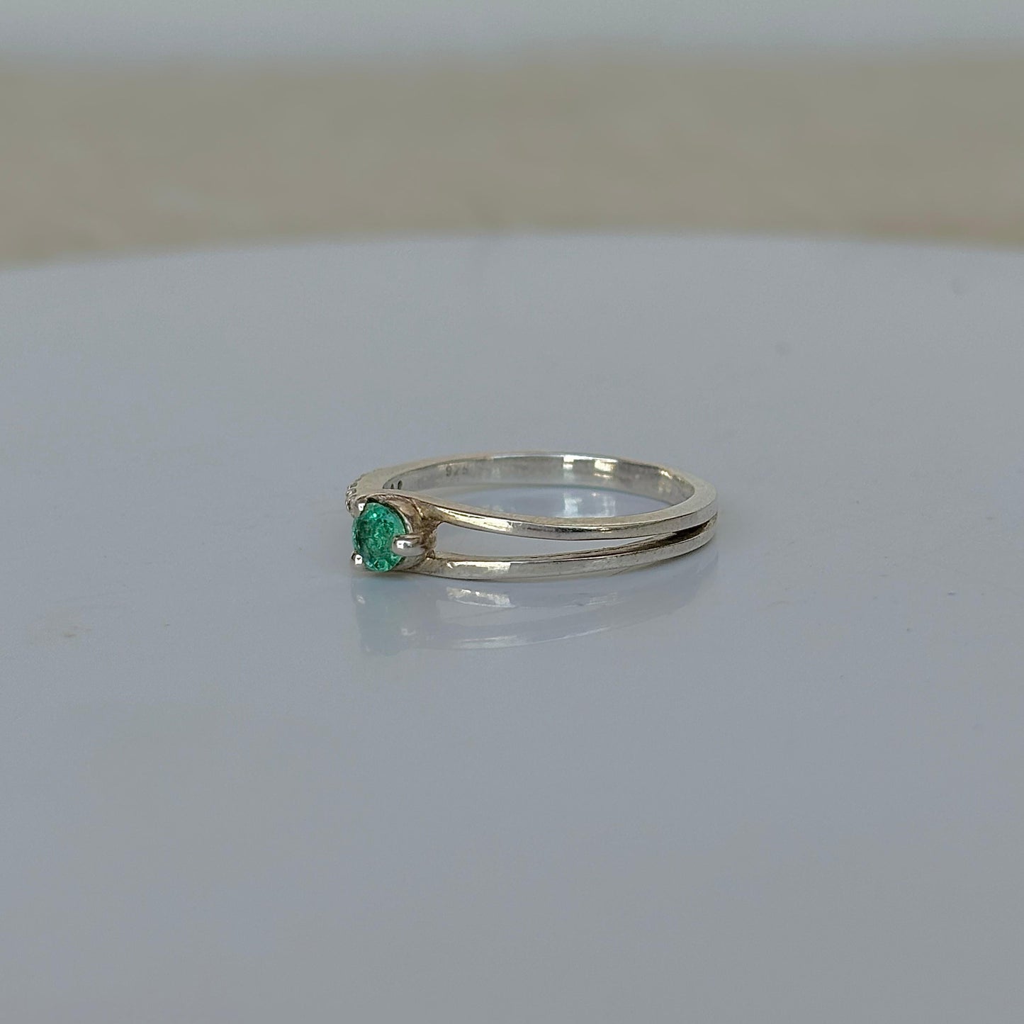 925 Pure Silver Natural Emerald Ring