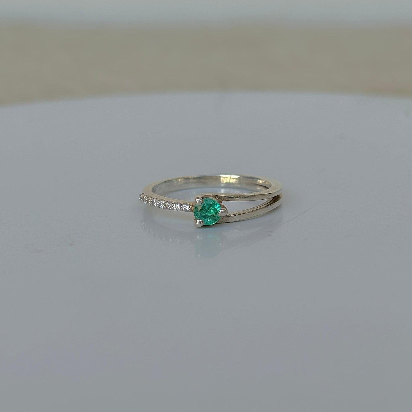925 Pure Silver Natural Emerald Ring