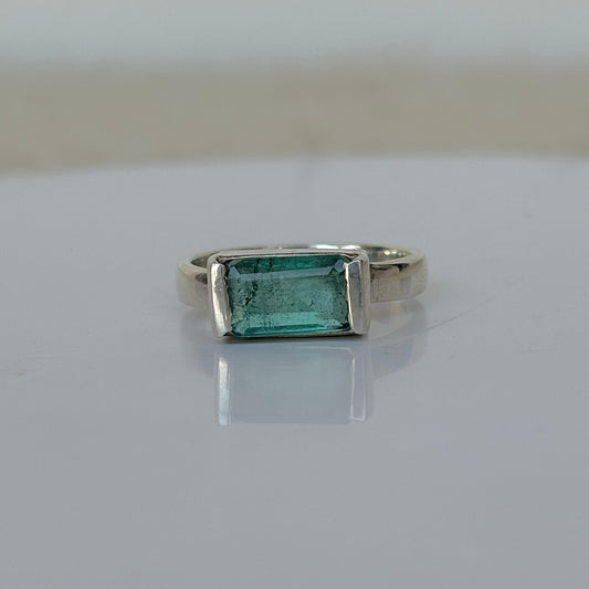925 Pure Silver Natural Emerald Ring