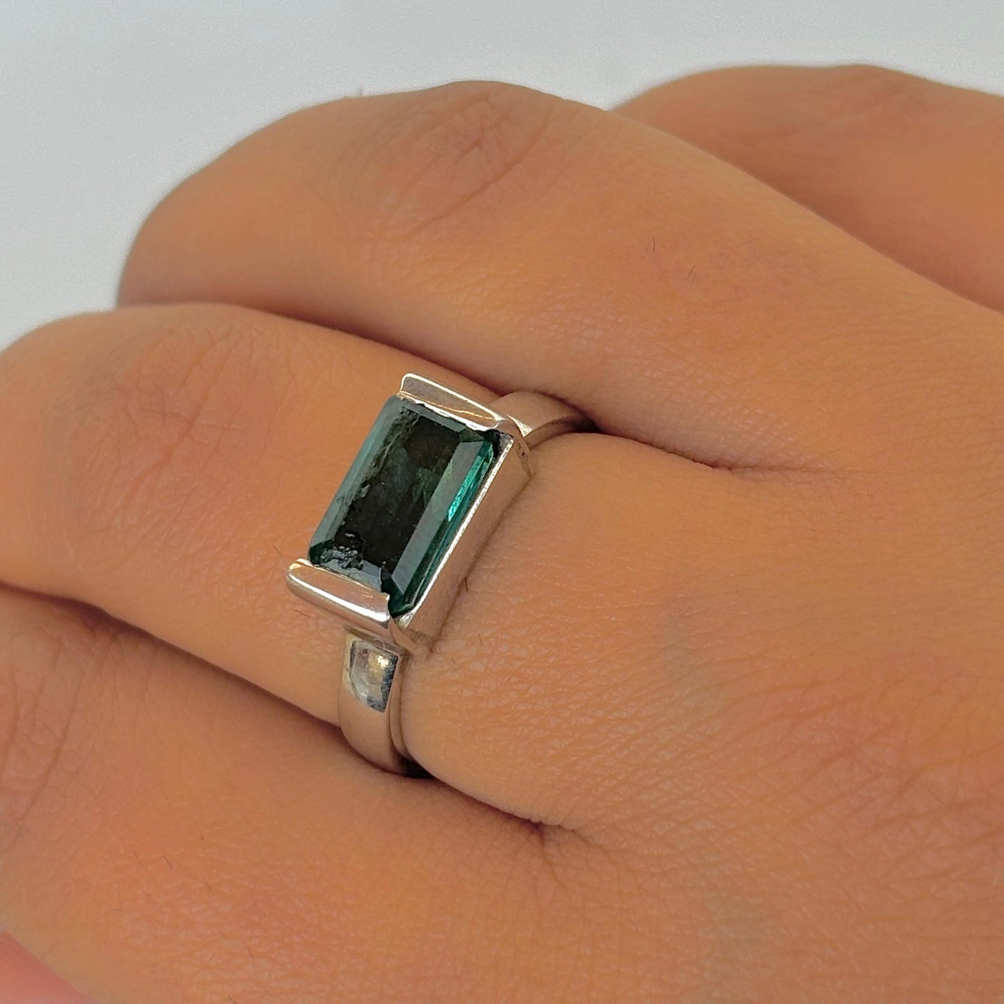 925 Pure Silver Natural Emerald Ring