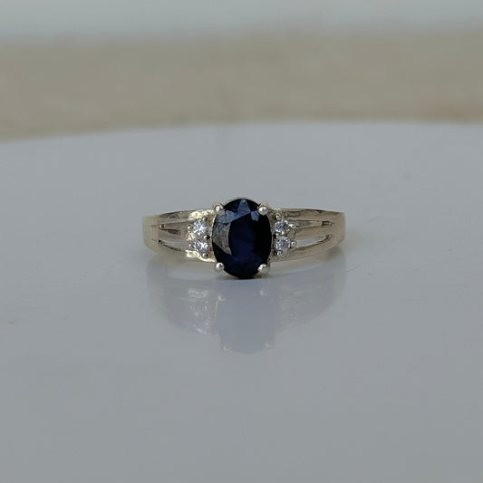 Natural Blue Sapphire Oval Cut 925 Pure Silver Statement Ring