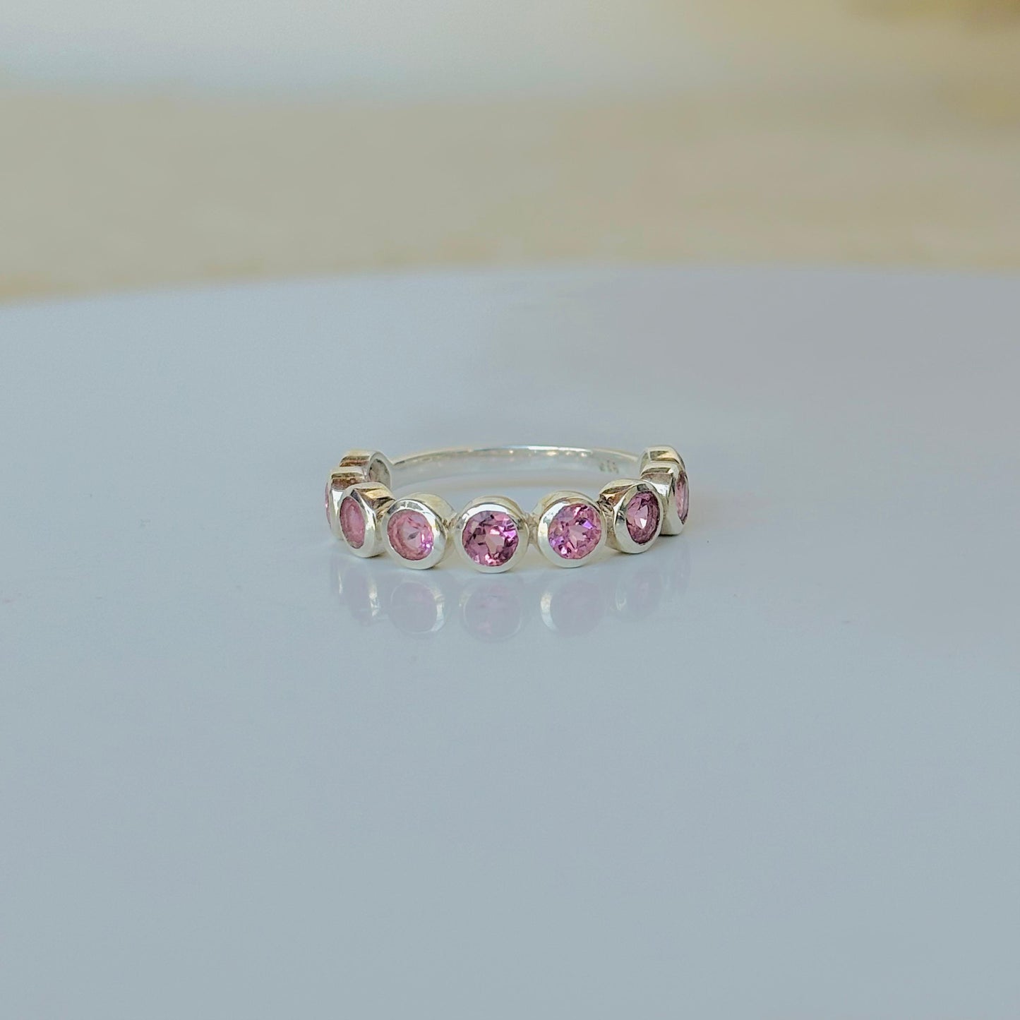 925 Pure Silver Natural Pink Tourmaline Ring