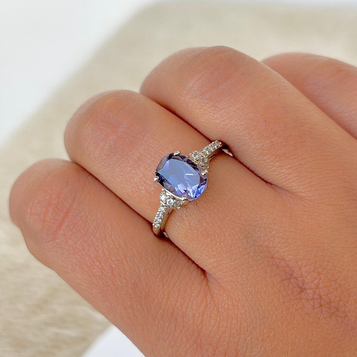 925 Pure Silver Iolite Oval Cut Ring