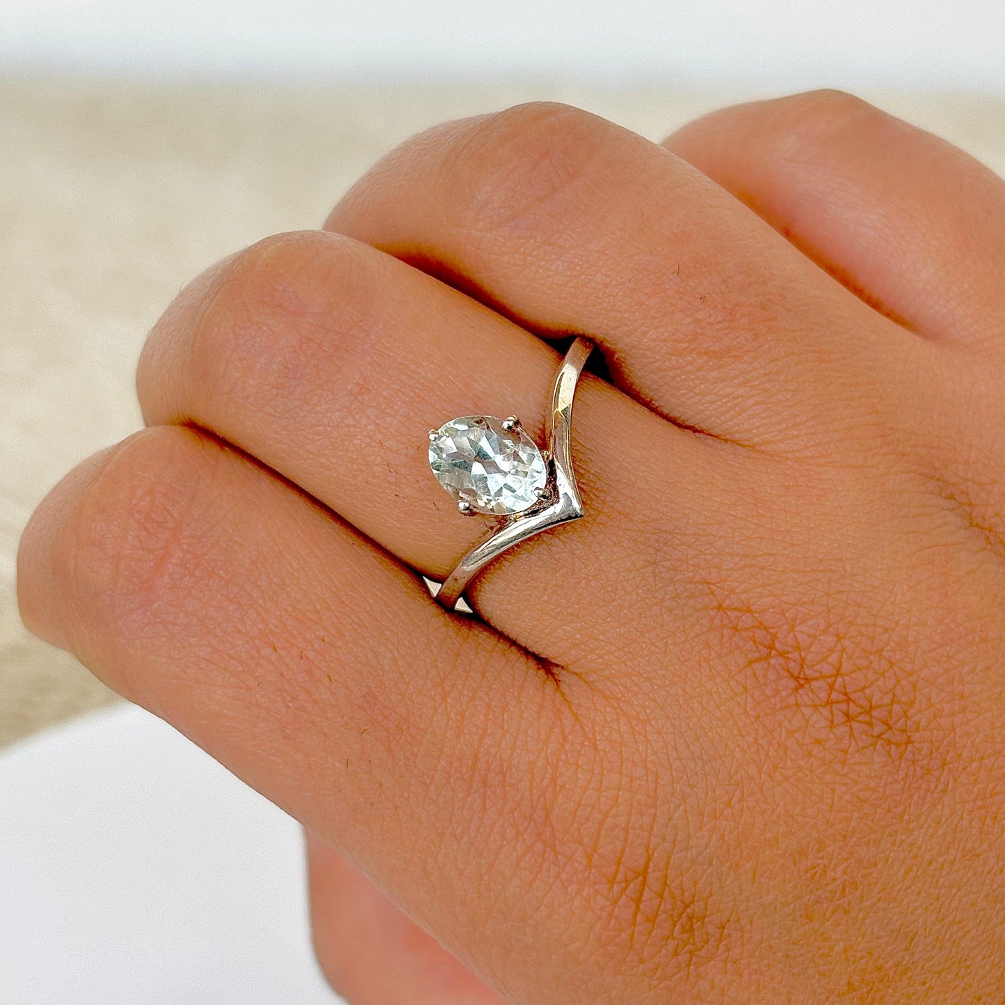 925 Pure Silver Natural Green Amethyst Engagement Ring