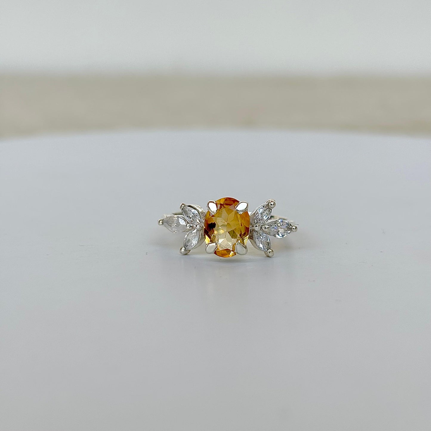 925 Pure Silver Oval Cut Natural Citrine Ring