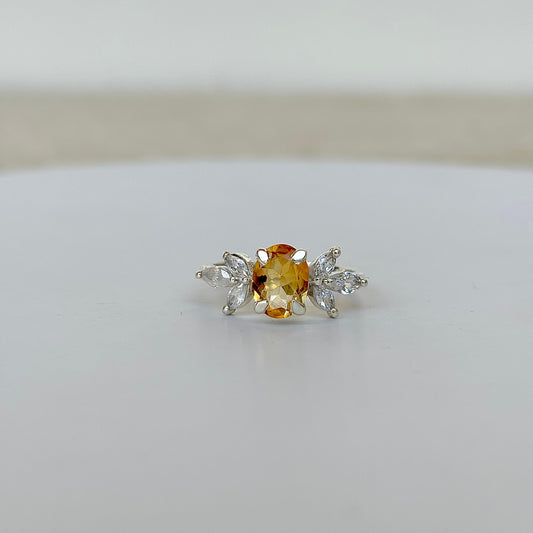 925 Pure Silver Oval Cut Natural Citrine Ring