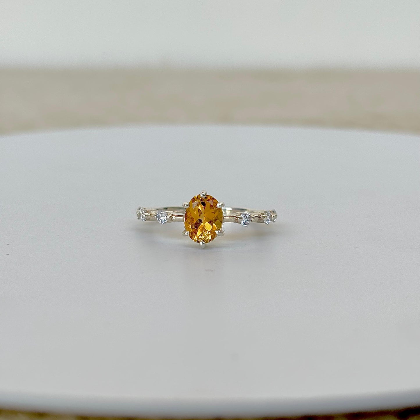 Sparkling Citrine Oval Cut 925 Pure Silver Statement Ring November Birthstone Gift For Her