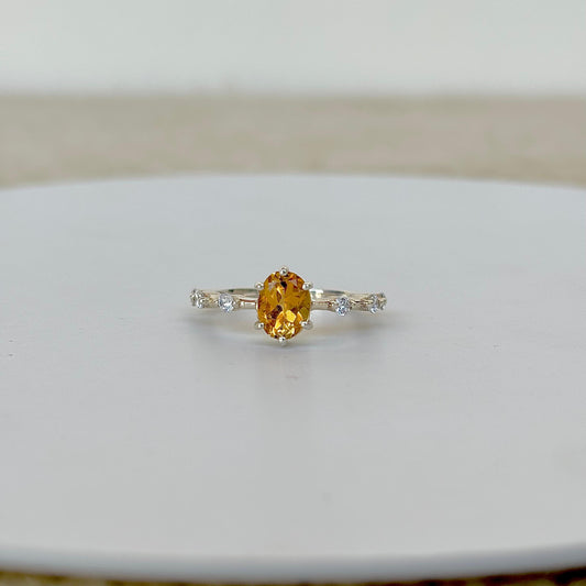 Sparkling Citrine Oval Cut 925 Pure Silver Statement Ring November Birthstone Gift For Her