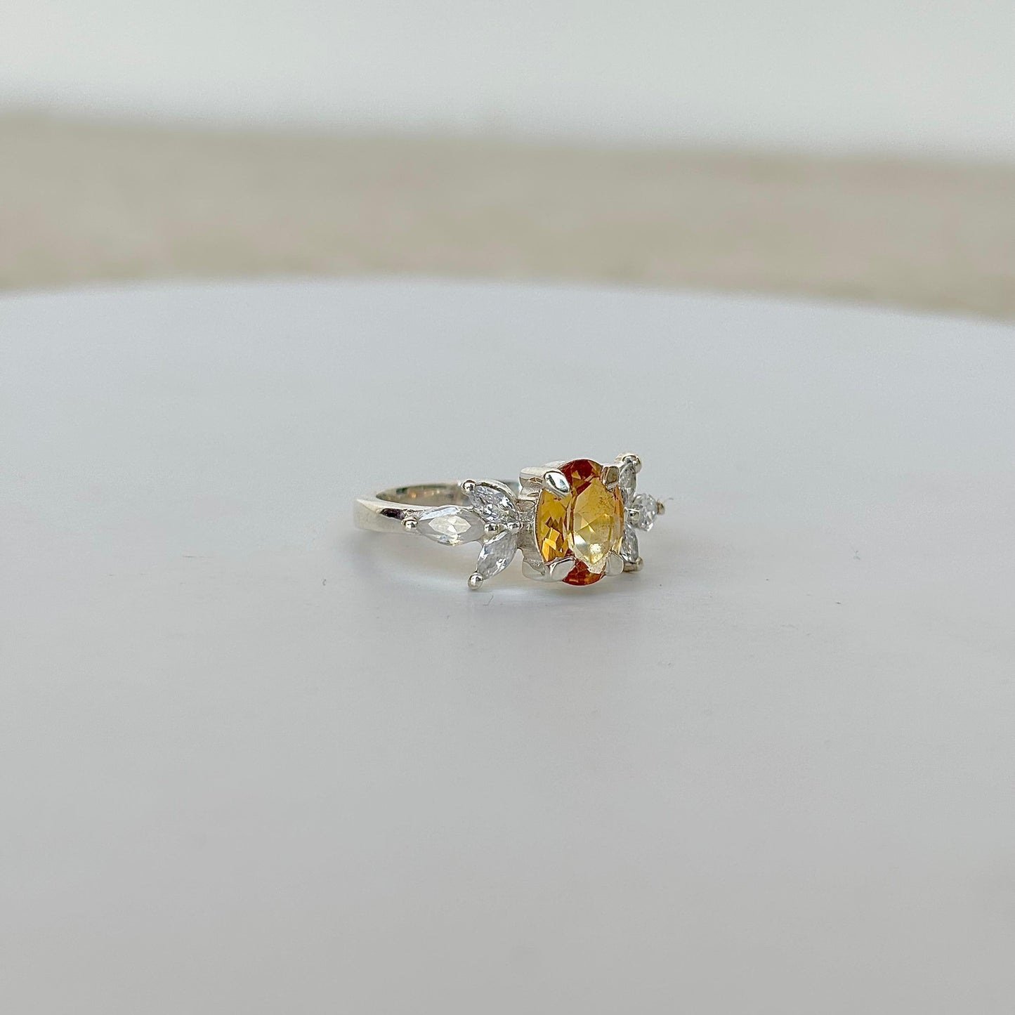 925 Pure Silver Oval Cut Natural Citrine Ring
