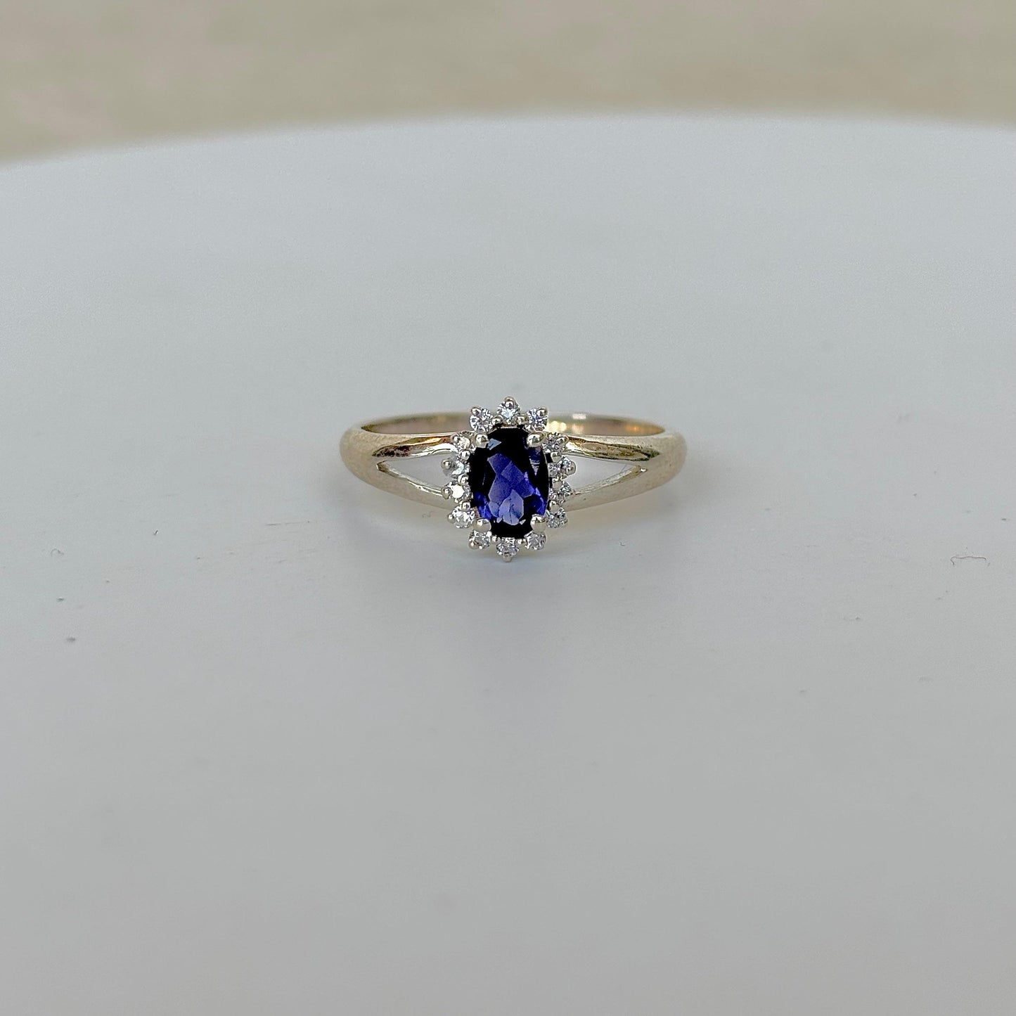 925 Pure Silver Oval Cut Natural Iolite Ring