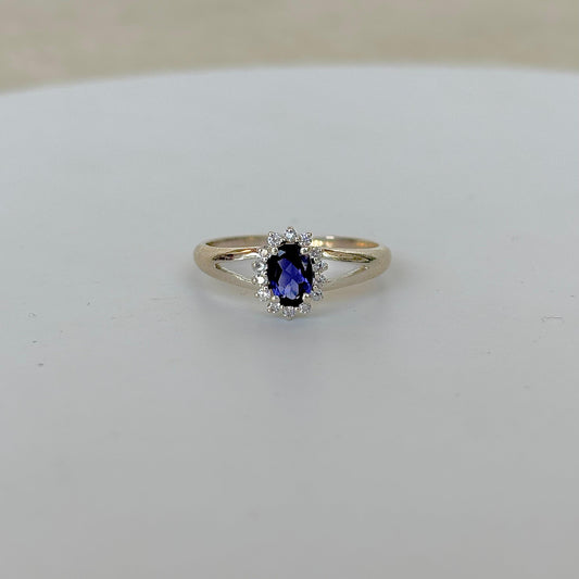 925 Pure Silver Oval Cut Natural Iolite Ring