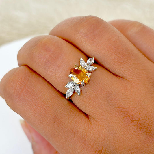 Natural Citrine 925 Pure Silver Oval Cut Ring (Certified)