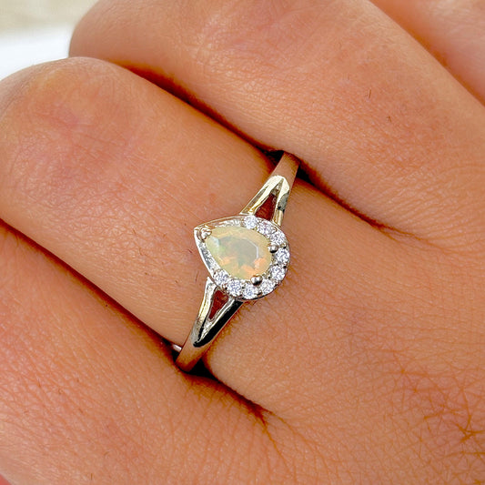 Natural Ethiopian Opal 925 Pure Silver Ring (Certified)