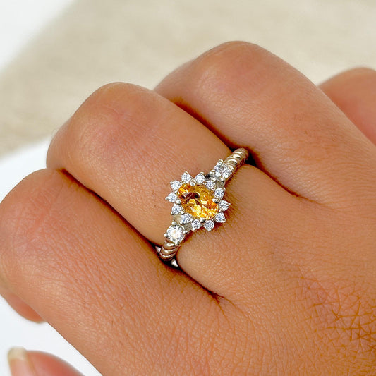 Natural Citrine Oval cut 925 Pure Silver Statement Ring (Certified)