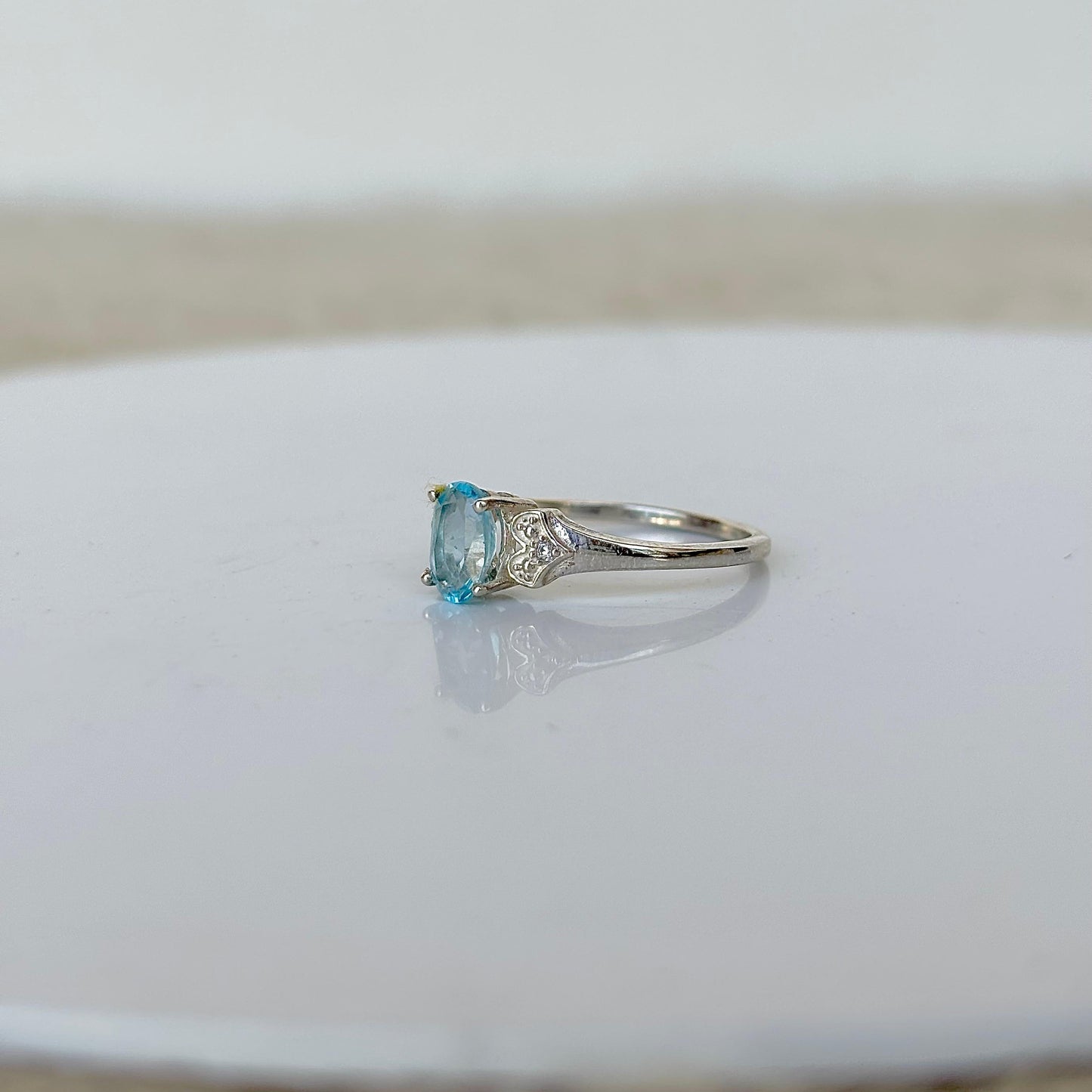 925 Pure Silver Natural Blue Topaz Ring