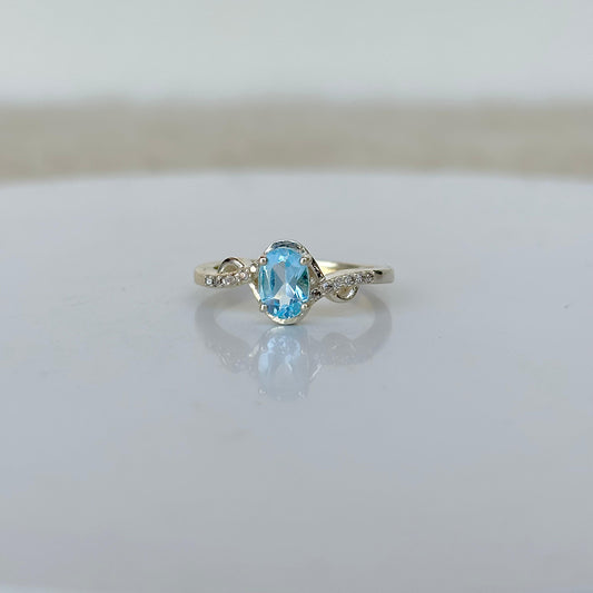 925 Pure Silver Natural Blue Topaz Ring