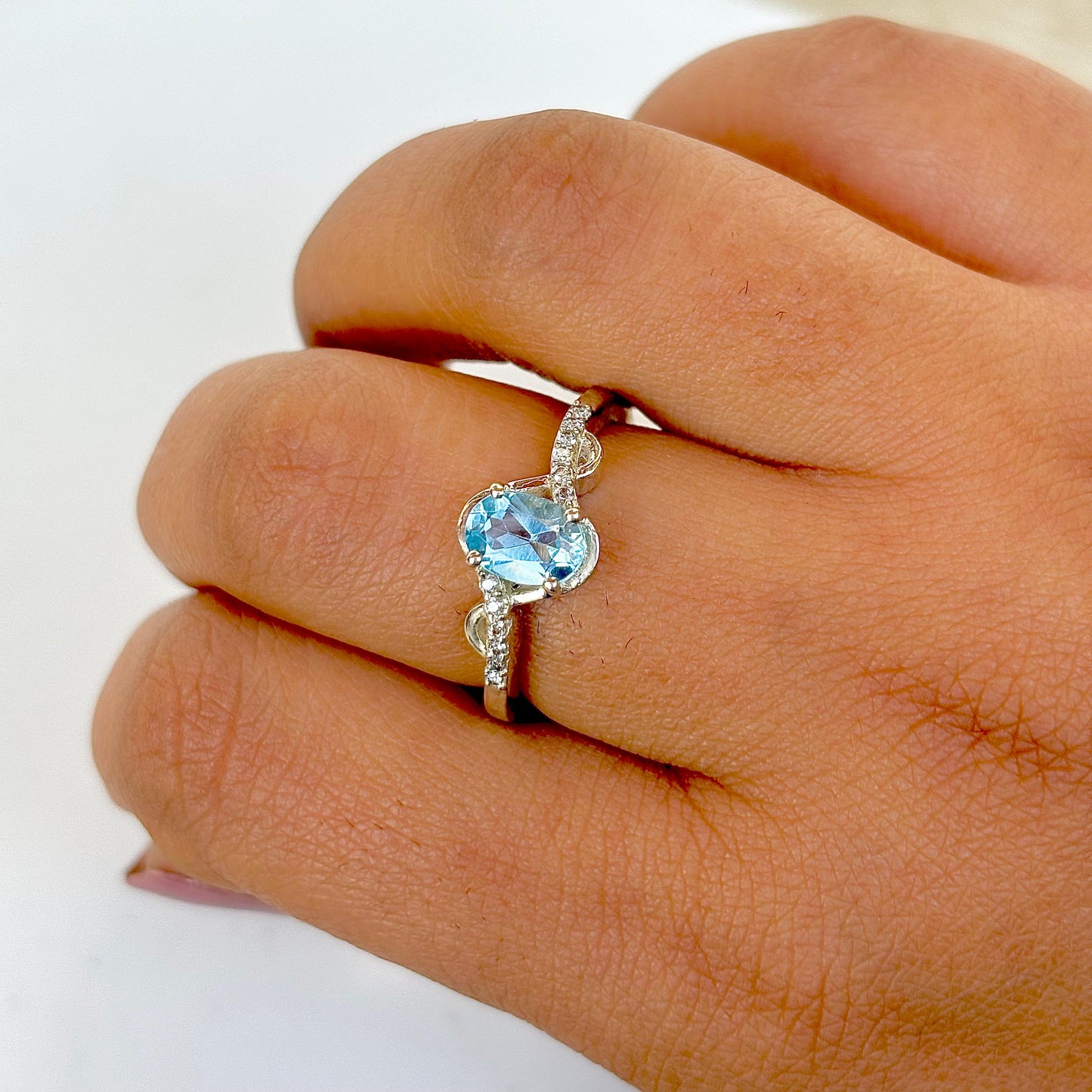 925 Pure Silver Natural Blue Topaz Ring