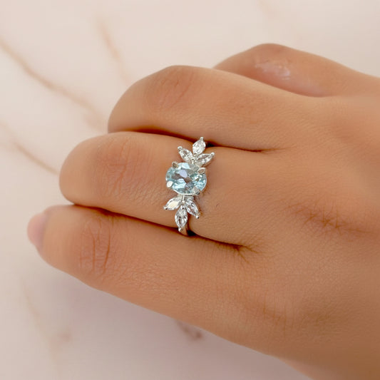 Natural Blue Topaz 925 Pure Silver Ring (Certified)