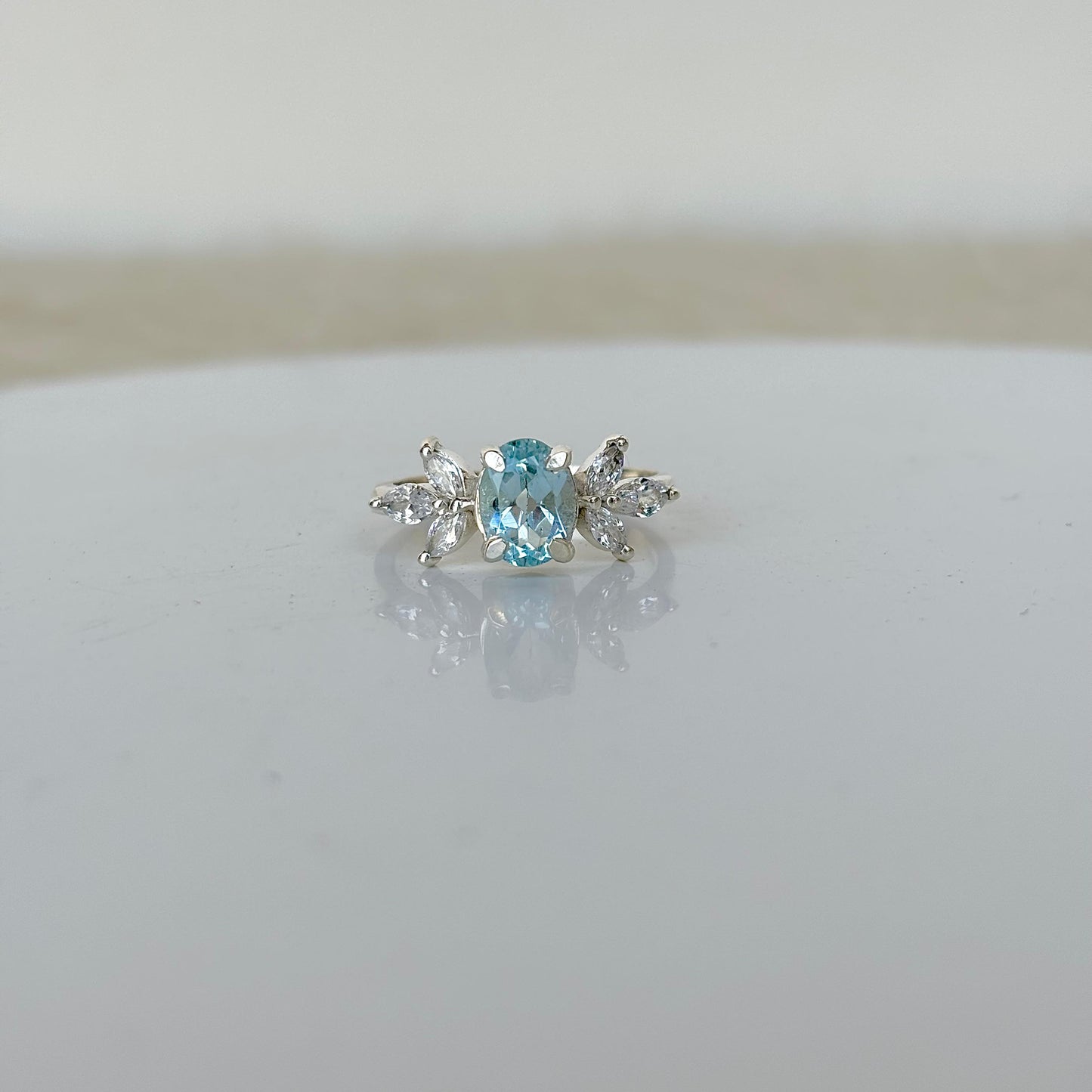 925 Pure Silver Natural Blue Topaz Ring